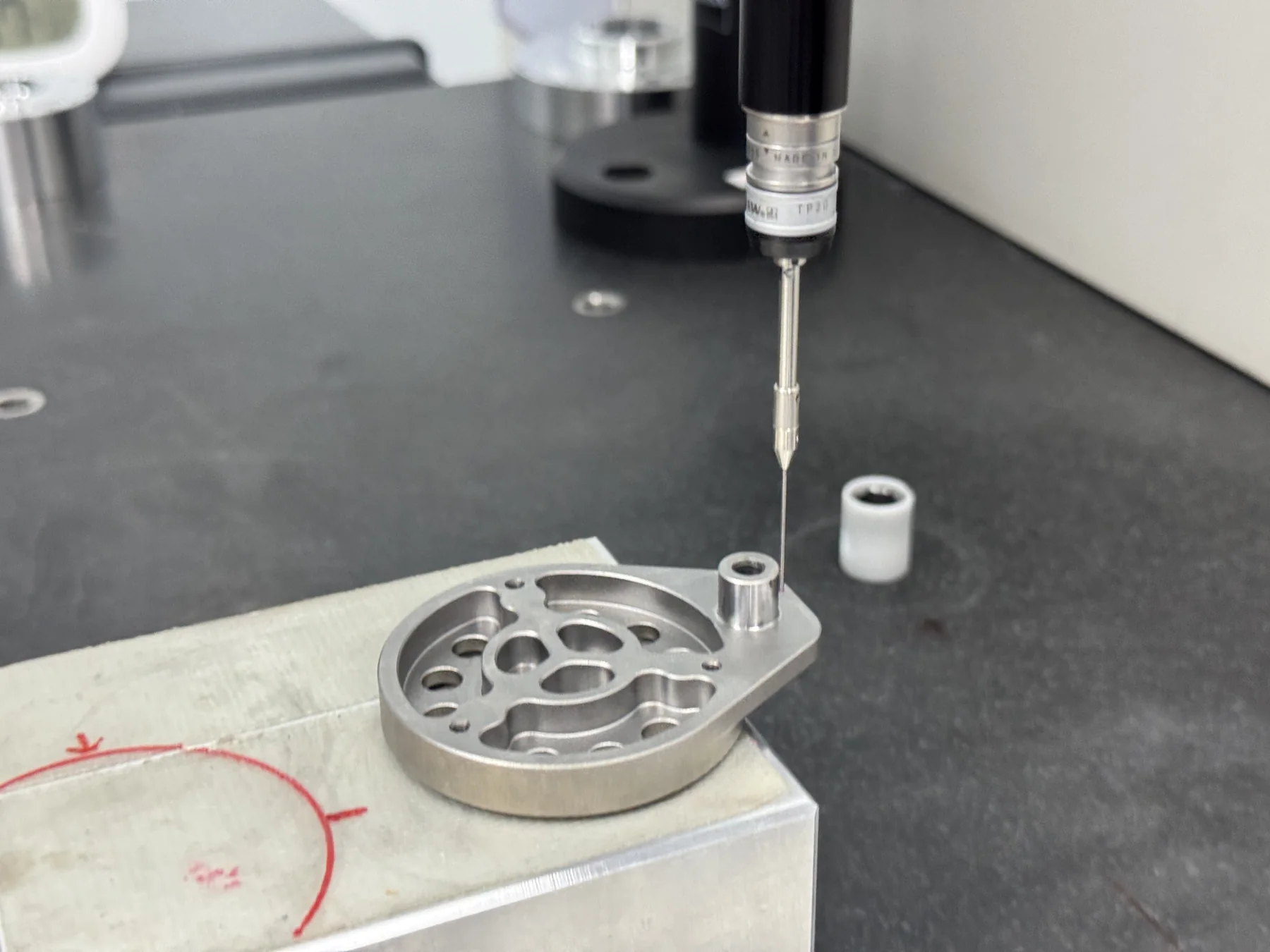 ZEISS coordinate measuring machine probing one randomly selected finished AerMet 100 component