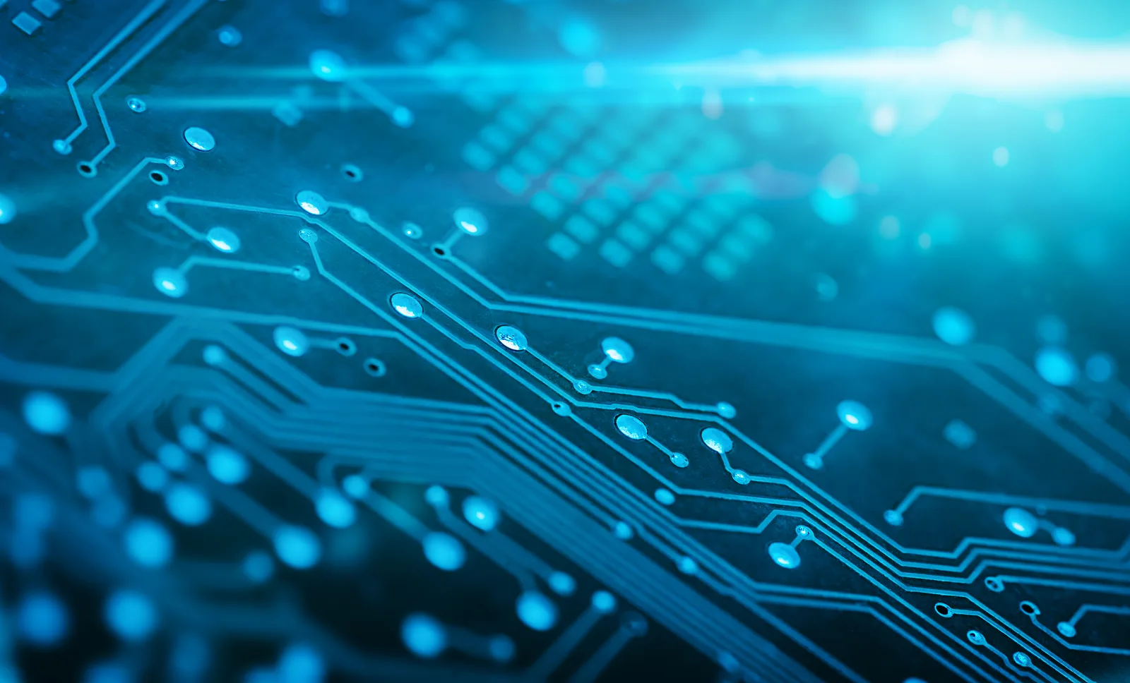 Close-up view of an electronic circuit board