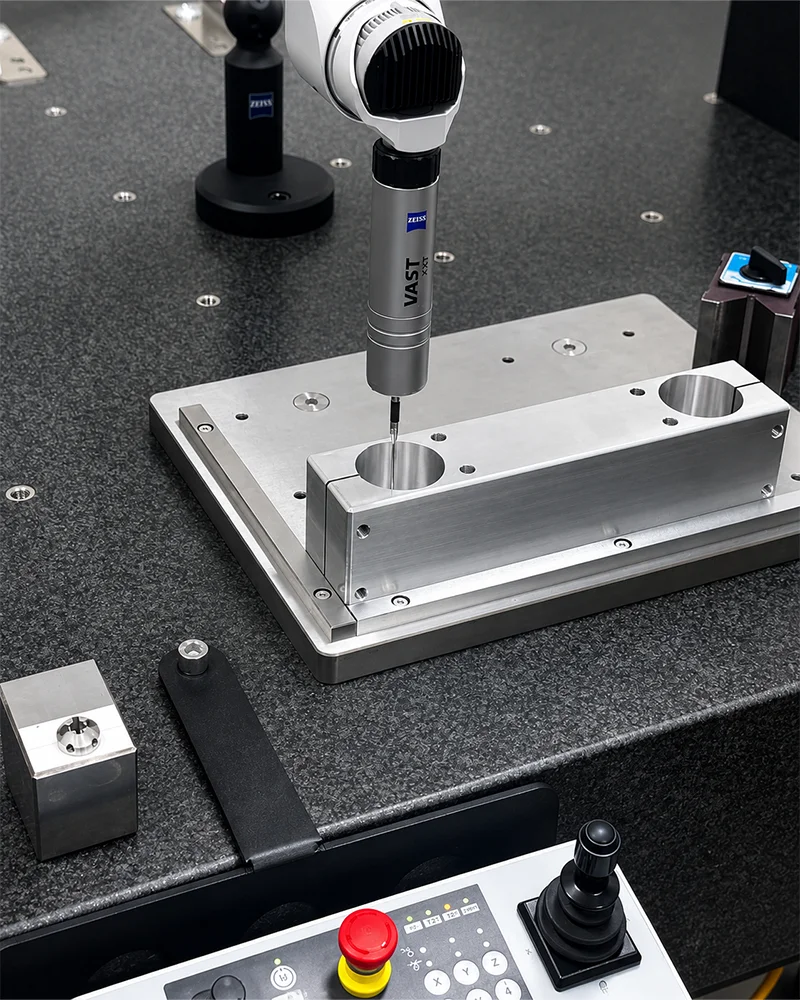 Placeholder for a CMM probe, measurement result and inspection documentation