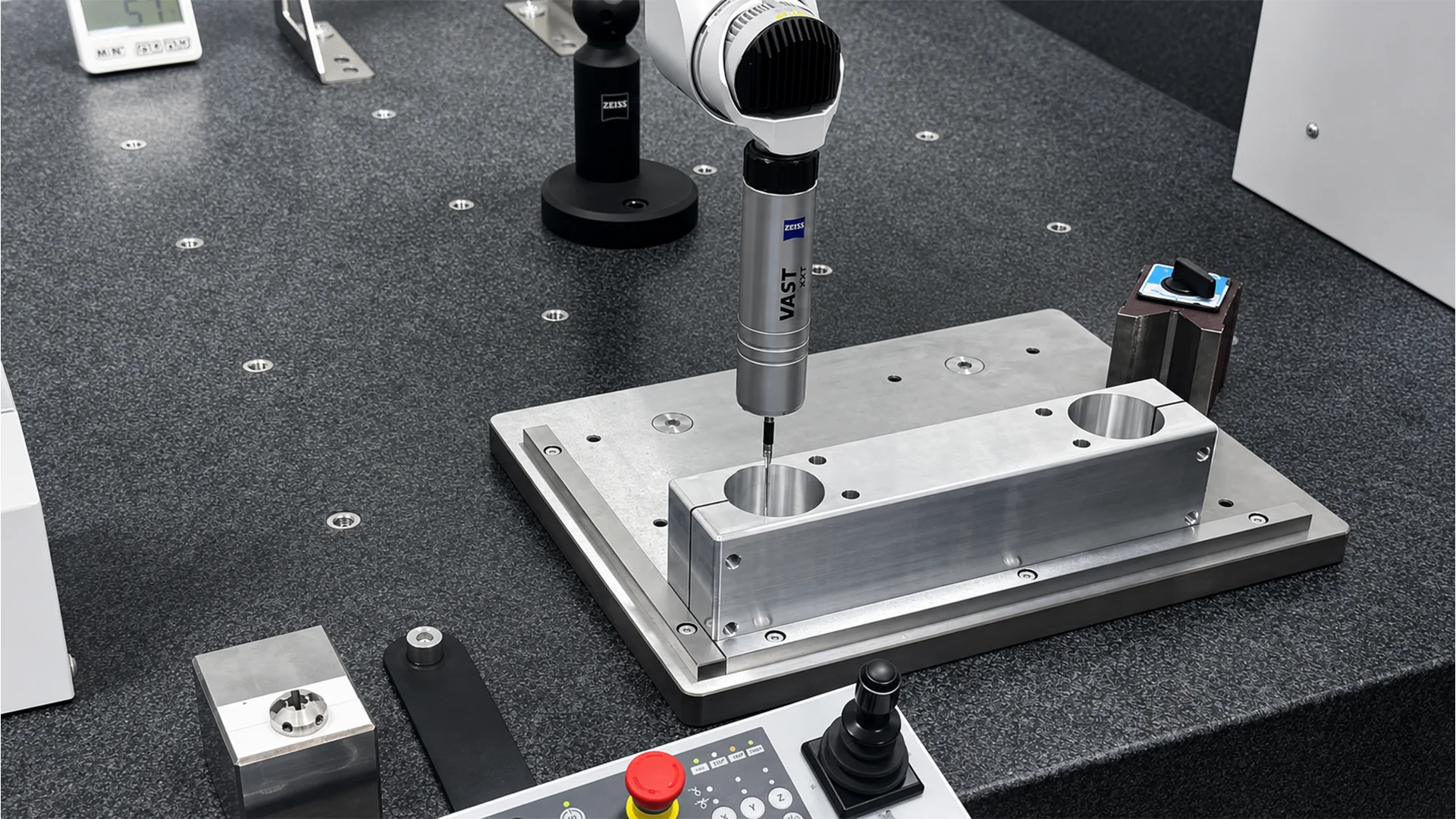 Placeholder for a precision component being measured on a CMM in a clean inspection room