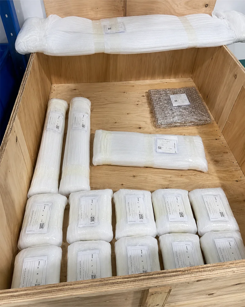 Placeholder for protected metal parts, foam packaging, labels and inspection documents
