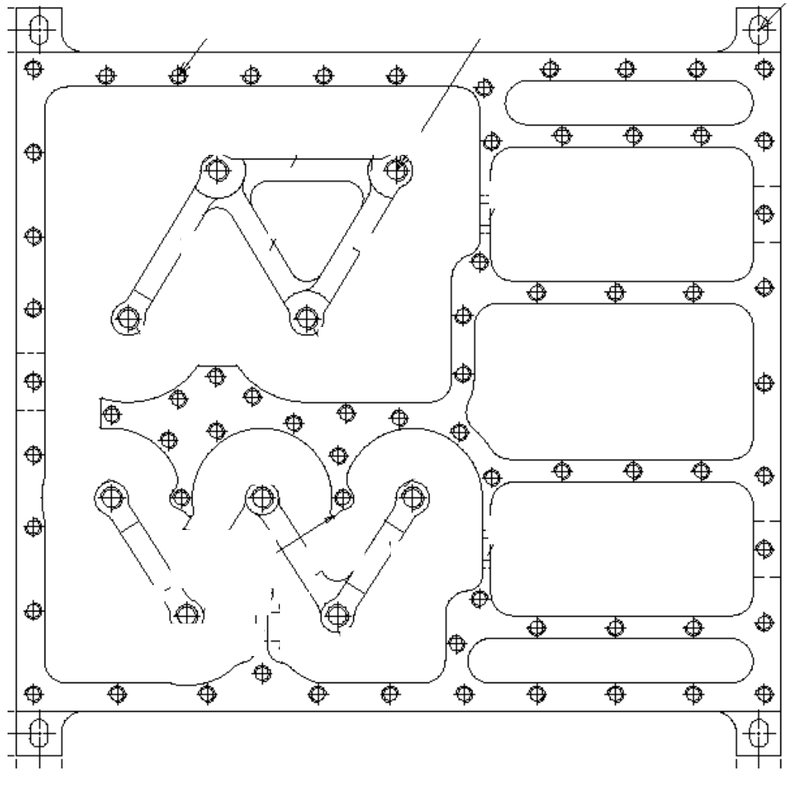 RF housing drawing excerpt with technical annotations and customer identifiers removed